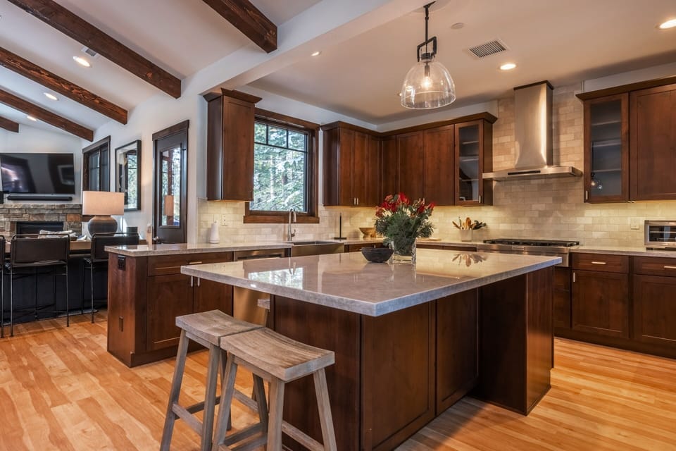 Indoors, Hardwood, Kitchen, Kitchen Island, Floor