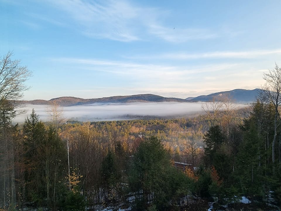 Spring White Mountains view from deck