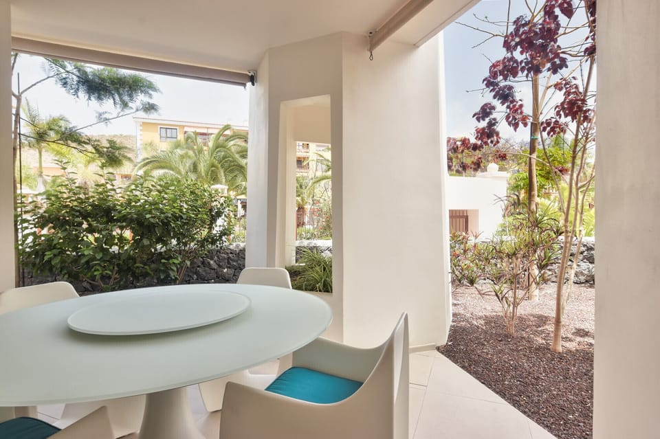Large terrace with dining table