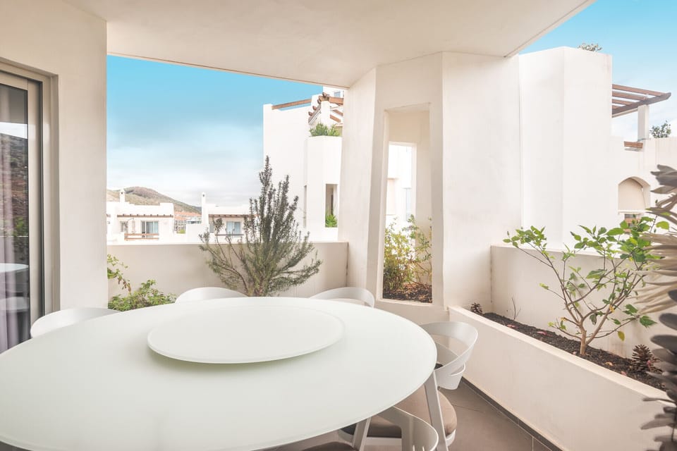 Large terrace with dining table