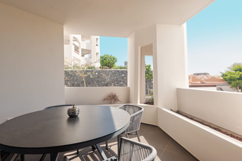 Large terrace with dining table