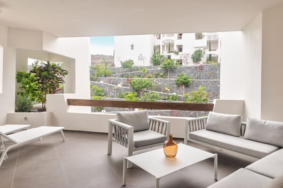 Large terrace with sunbathing area and chill out area