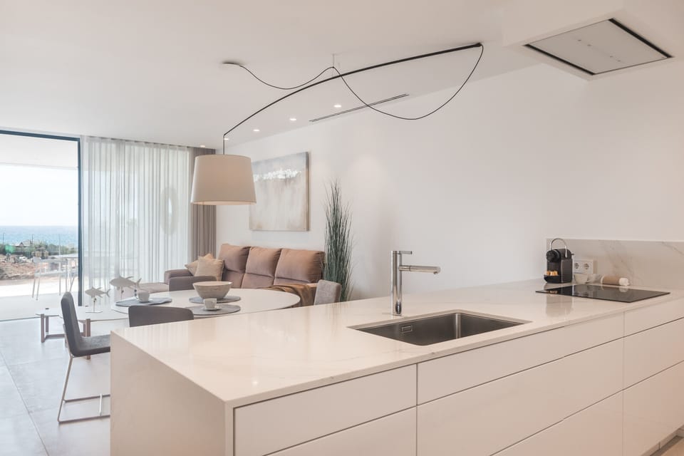 Fully equipped kitchen open to the living room