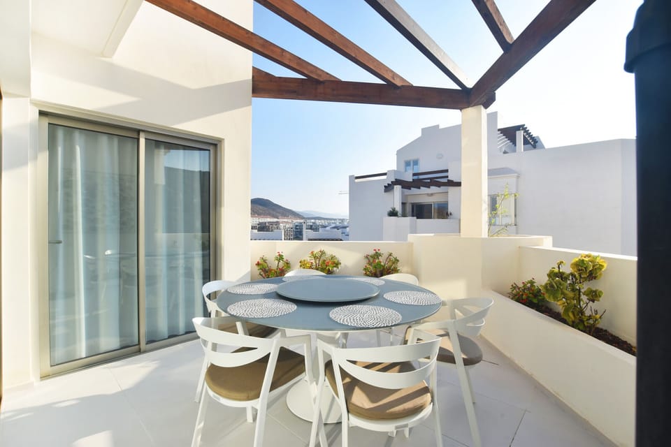 Large terrace with dining table