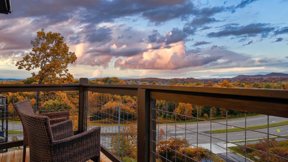 Take in breathtaking fall colors right from the deck, with the Smoky Mountains painted in beautiful shades of red, orange, gold, and yellow