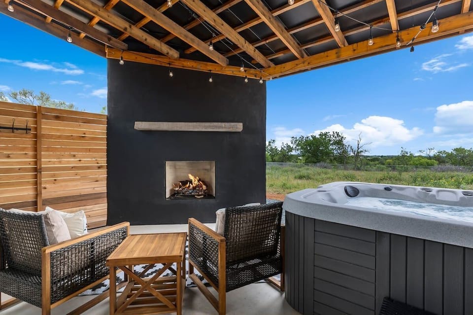 Inviting outdoor fireplace