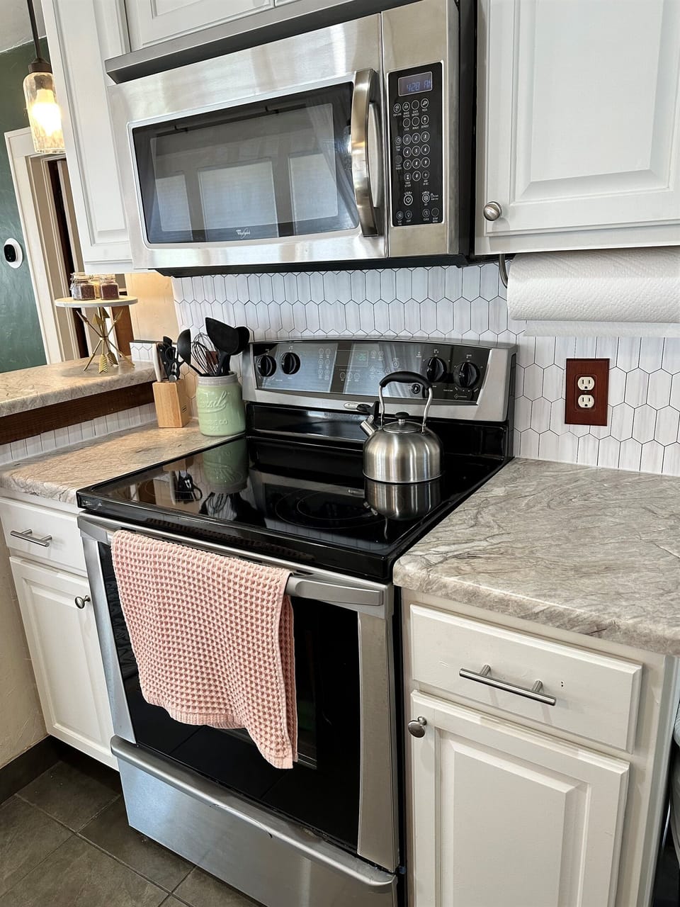 Updated kitchen with light airy decor.