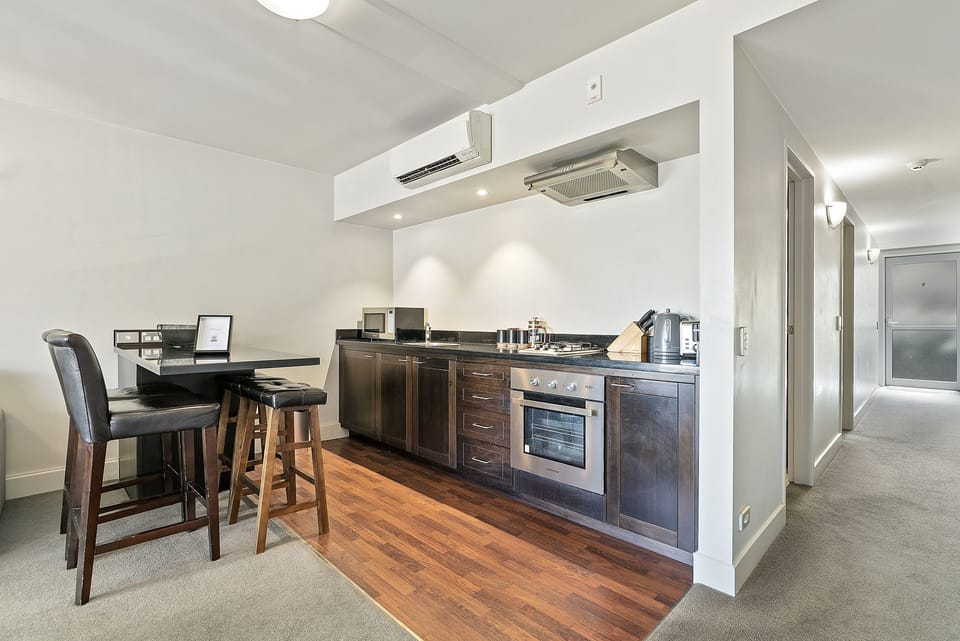 Apartment | Private kitchen | Full-size fridge, microwave, oven, stovetop