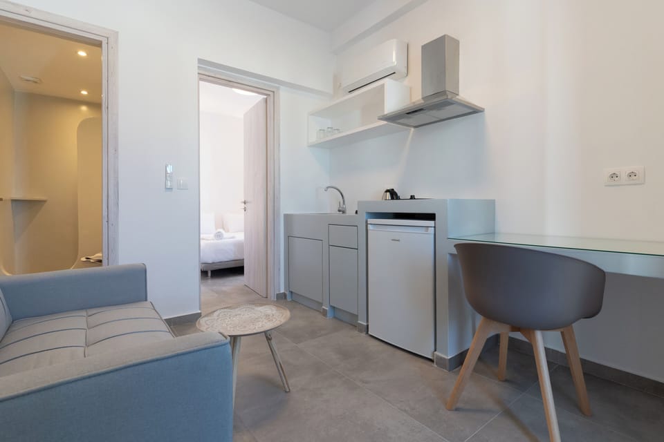 Aegean Breeze Studio (Partial Sea View) First Floor | Private kitchen | Mini-fridge, cookware/dishes/utensils