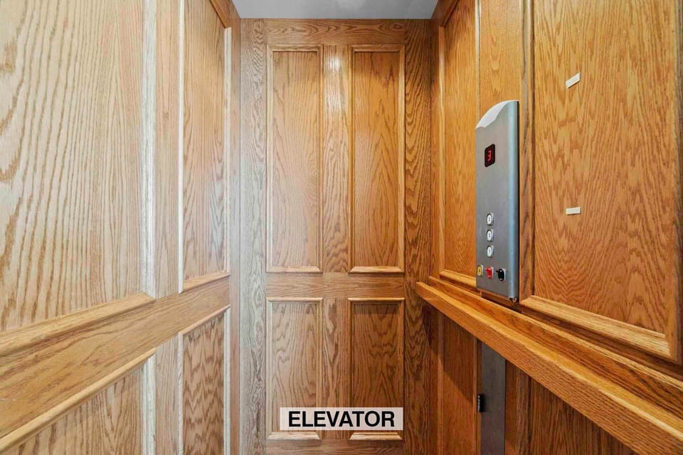 Take the elevator to easily access all three floors of the home.