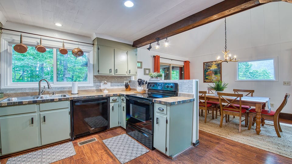 The kitchen is fully stocked with everything you will need to prepare meals.