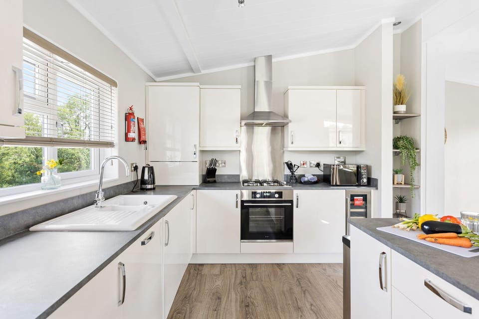 Well equipped kitchen with wine fridge and dishwasher - Rose Lodge