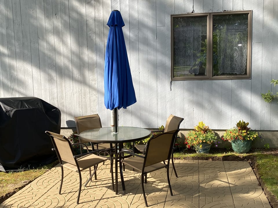 Private patio with grill