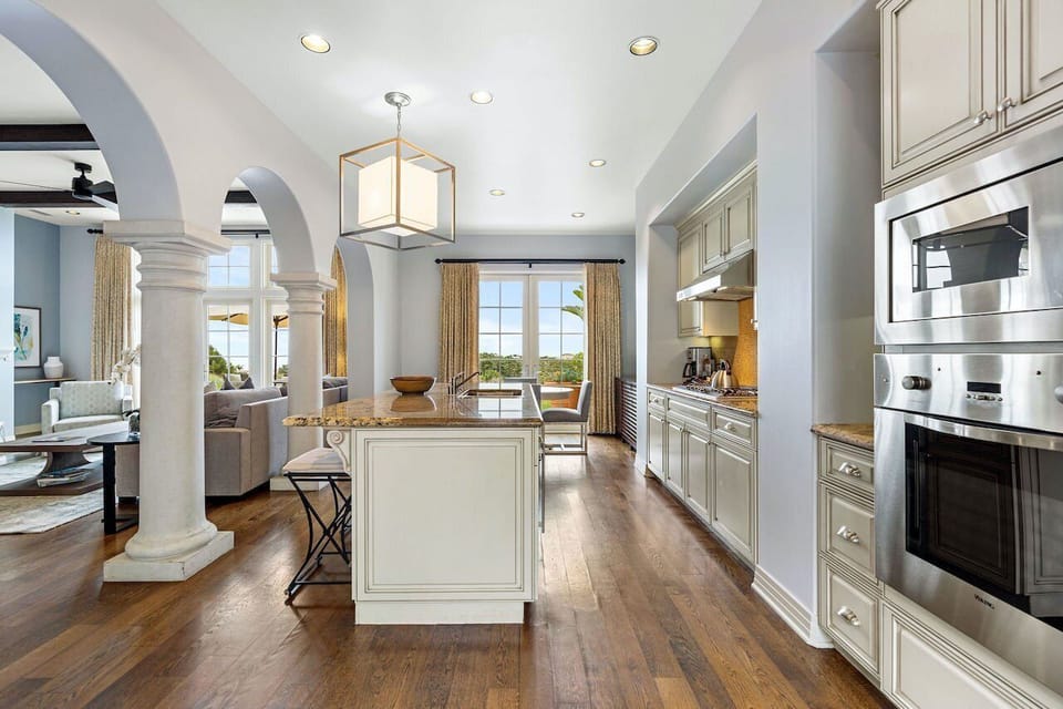Floor to ceiling windows line the interior