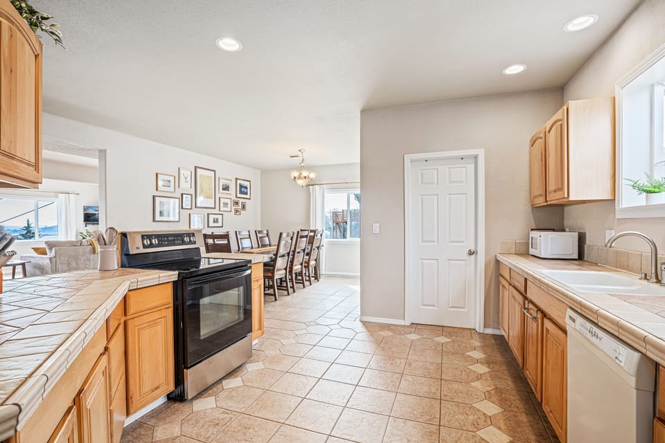 Kitchen looking into dining room