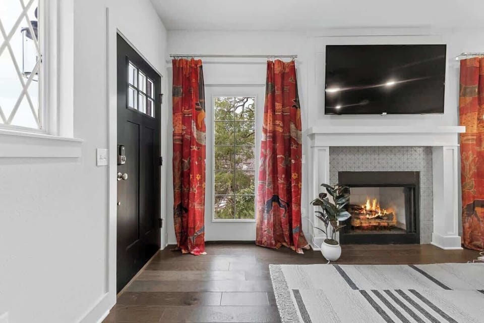 When you walk through the front door, you'll immediately enter into our open concept living room.
