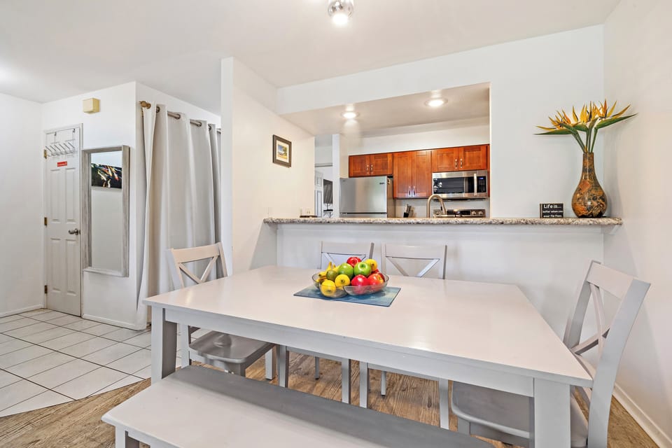 Share memorable meals in this airy dining area, filled with natural light and island energy.