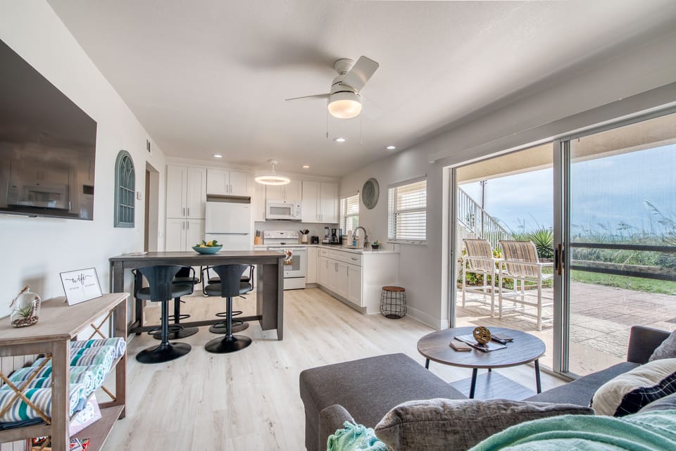 Living Room - Private Beach condo, oceanside, beautiful views, Cocoa Beach, FL