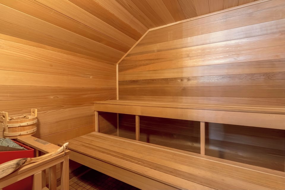 Sauna, in 1st upstairs bathroom. 