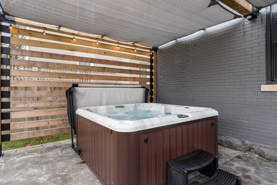 Sink into the private hot tub after a day on the bourbon trail - jets going, stars out, the rest of the house finally quiet.