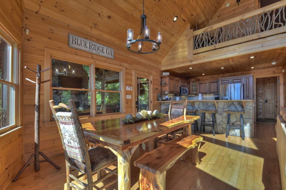 Dining area and fully stocked kitchen