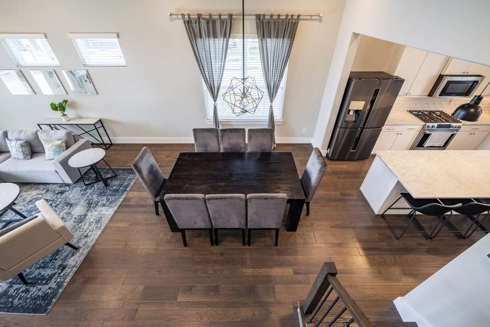 Dining table with seating for 8