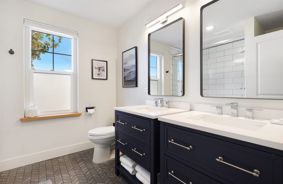 Large bathroom with modern fixtures