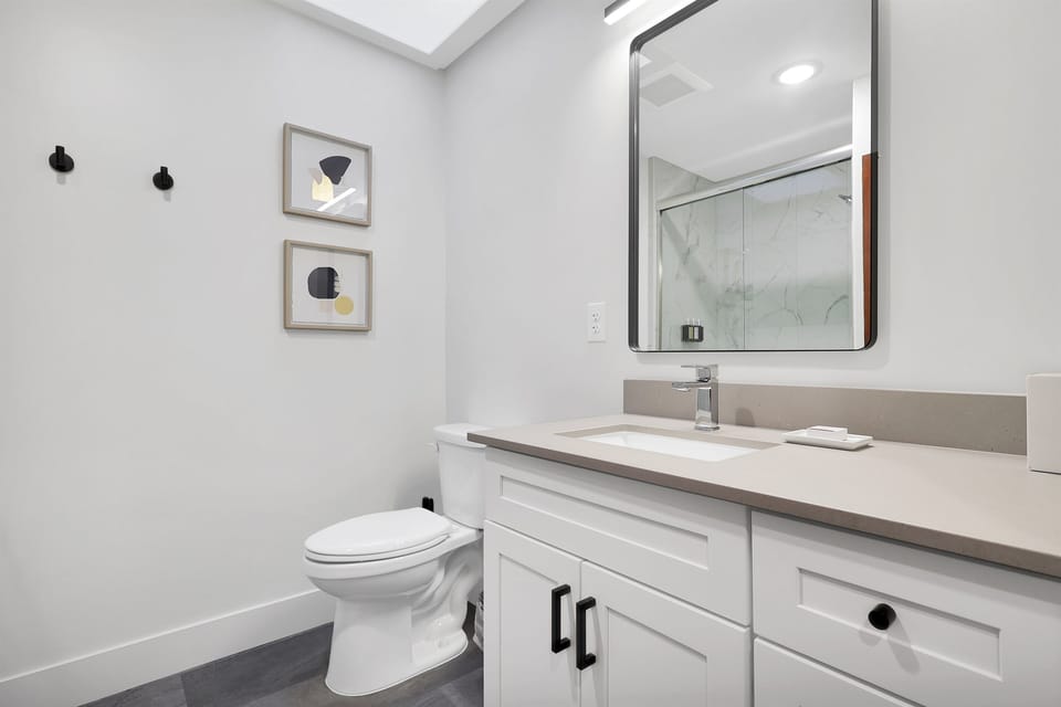 Completely new bathroom with stone counters