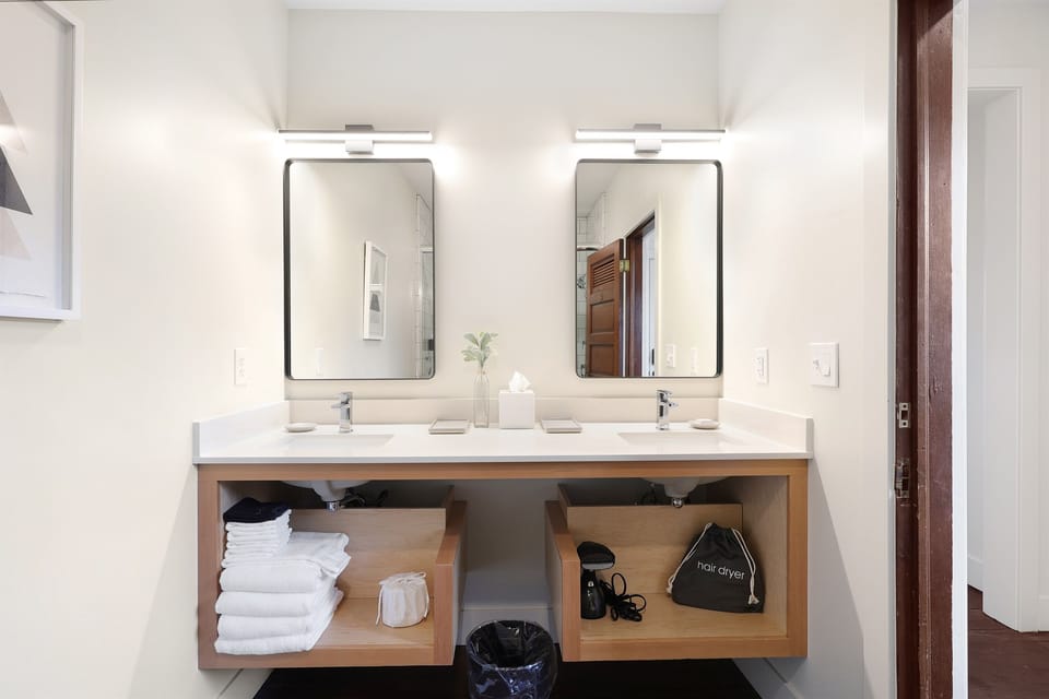 Locally crafted vanities made from white oak.