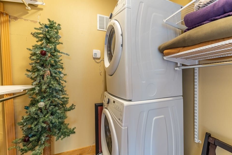 Your private laundry room keeps your clothes fresh throughout your stay with a full-size washer and dryer.