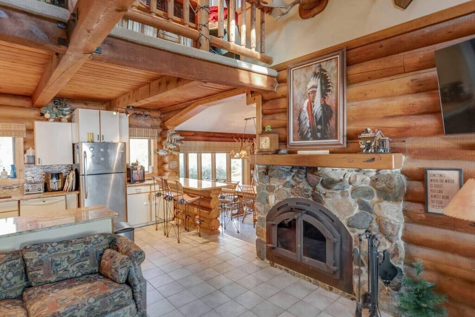 Living room with fireplace.