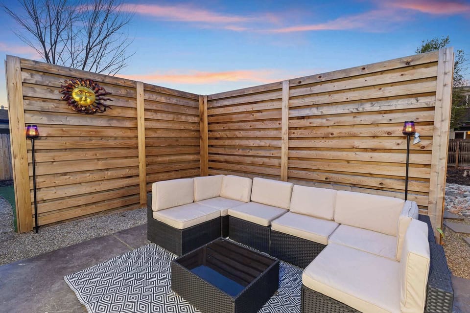 Gather around on the large outdoor sectional.