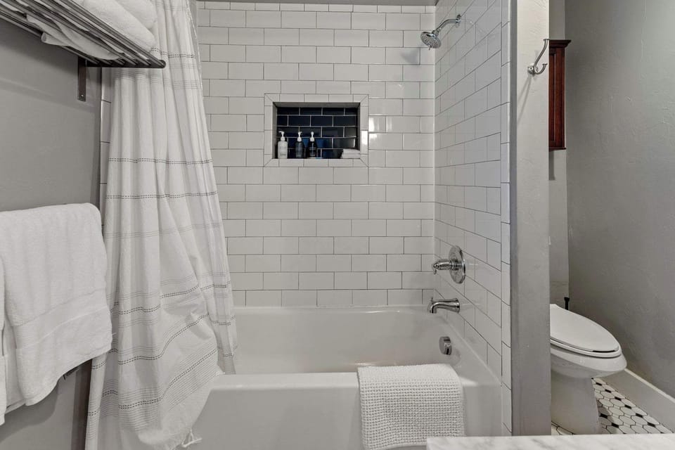 This bathroom also leads into the master bedroom.