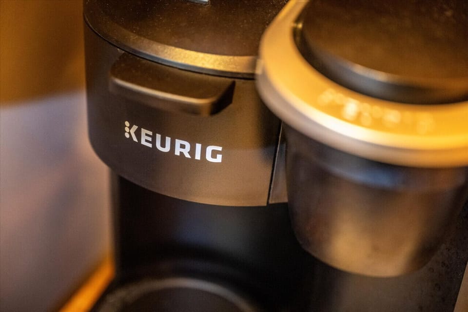 Coffee pot / Keurig combo. We supply ground coffee and filters