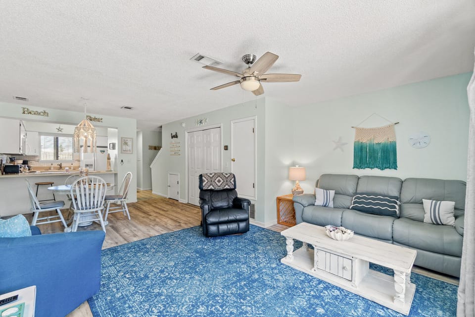 Open concept living area leads straight to dining room
