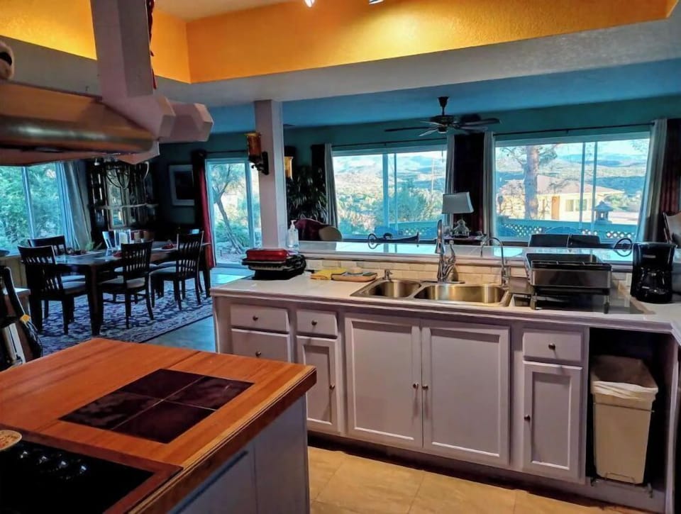 A kitchen with a view