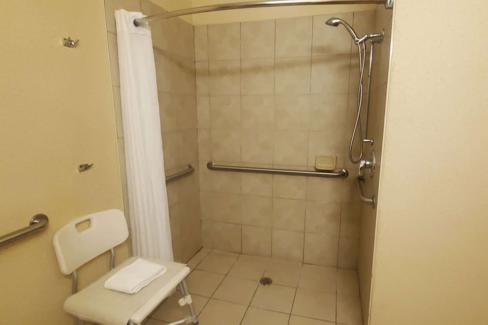 Room, 2 Queen Beds, Accessible, Non Smoking (Roll-In Shower) | Accessible bathroom