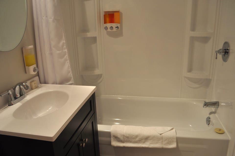 Comfort Room, 1 Double Bed | Bathroom | Combined shower/tub, free toiletries, hair dryer, towels