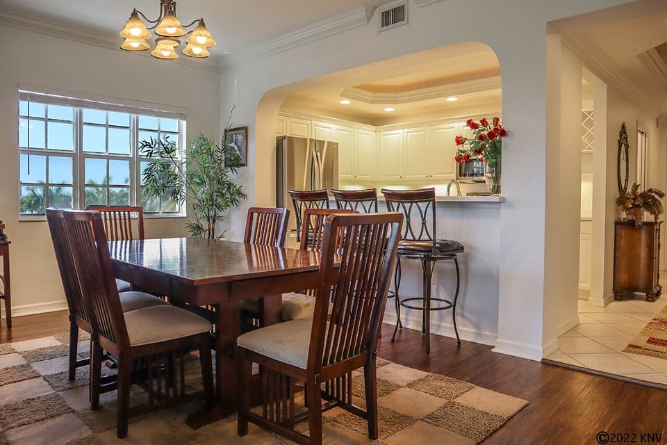 Dining for 6 in the Dining Room and 3 more at the Breakfast Bar