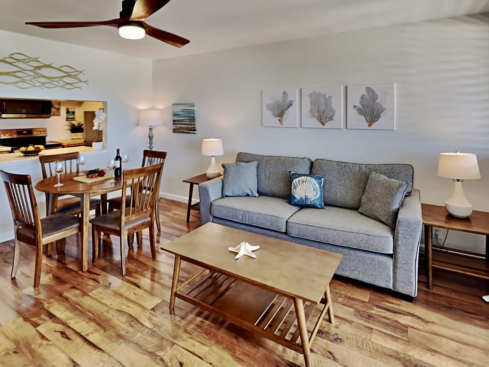 Comfortable and bright living room perfect for a relaxing vacation.