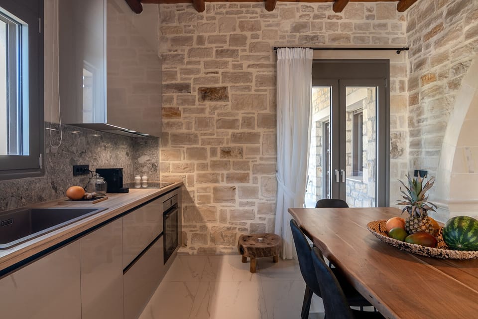 Fully equipped kitchen of Fantastic 145sq.m. villa,Huge private pool,Garden,Plants,Near beach & taverns,Rethymno,Crete