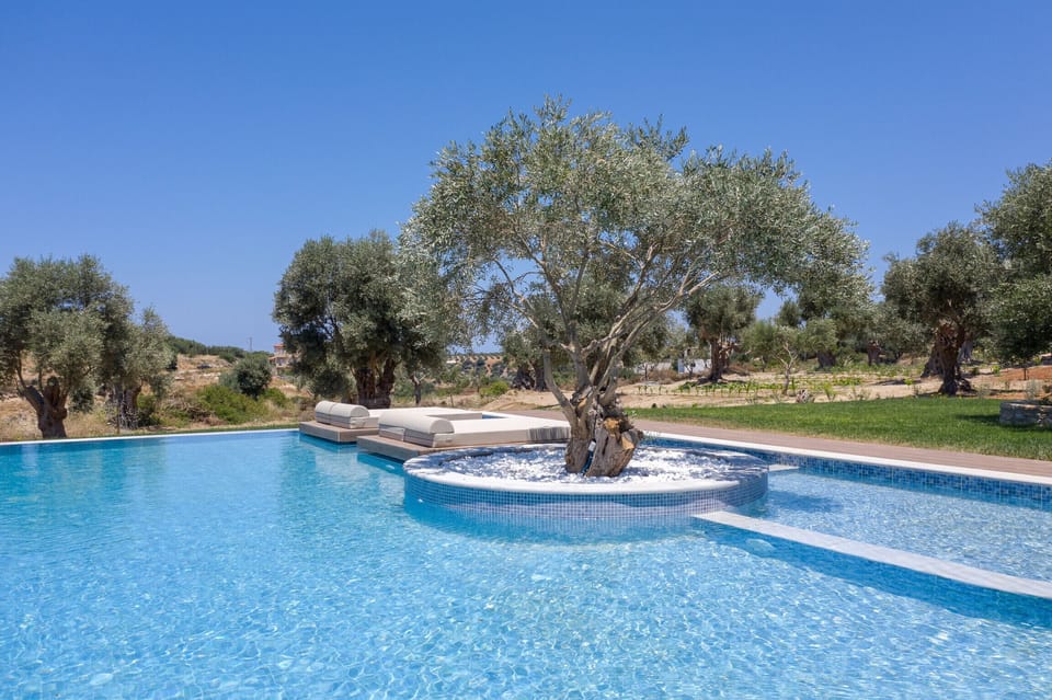 Swimming pool area of Fantastic 145sq.m. villa,Huge private pool,Garden,Plants,Near beach & taverns,Rethymno,Crete
