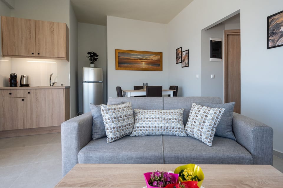 Living area of Unobstructed sea view,Private pool,Next to beach and amentities,Plakias