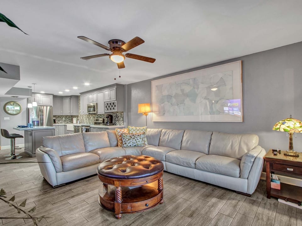 Very comfortable leather couch enough room for six people