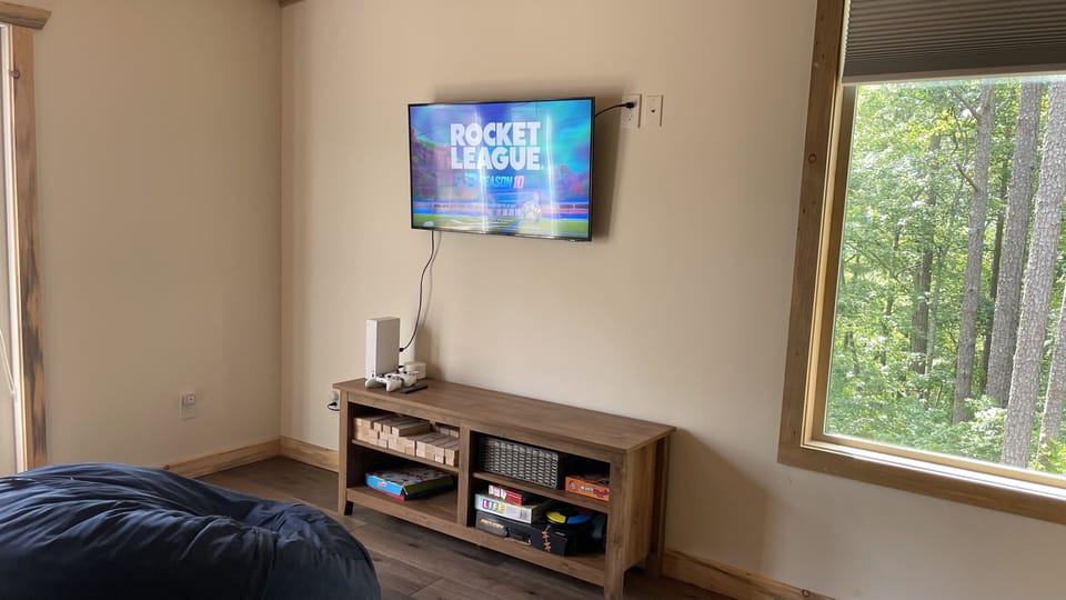 Fun loft filled with games, including Xbox and board games. 