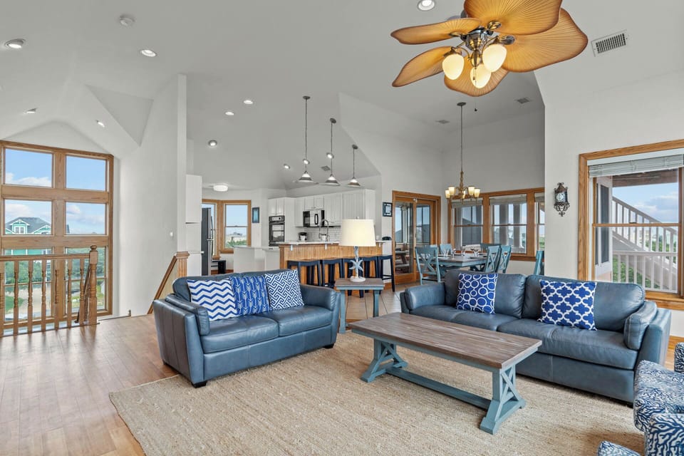 The whole family can comfortably spread out in the top level's spacious great room.