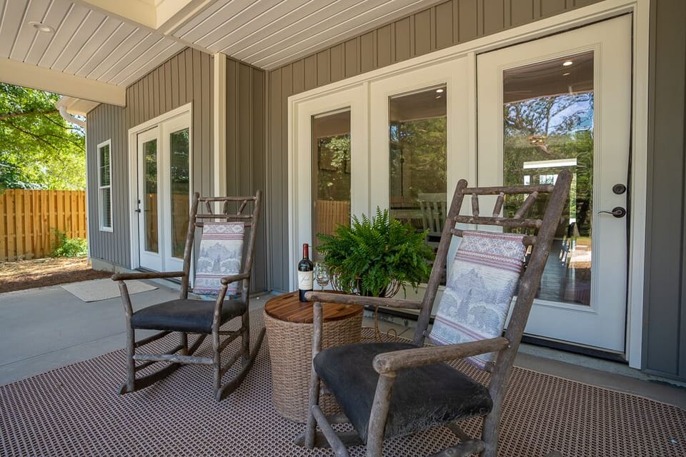 Enjoy an evening drink or morning coffee on the shady back covered porch.
