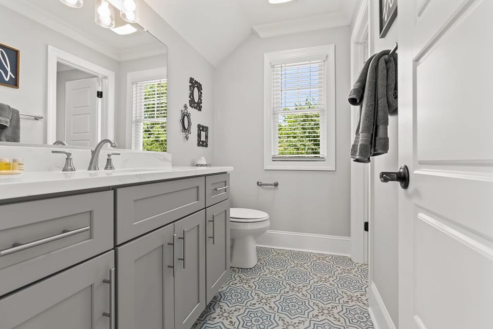 Upstairs bath is shared by secondary bedrooms...