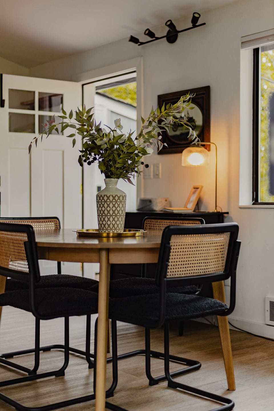 Simple, stylish dining space ideal for couples or small families.