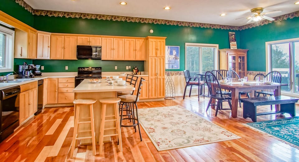 This is the open-concept kitchen and dining room located on the main level.